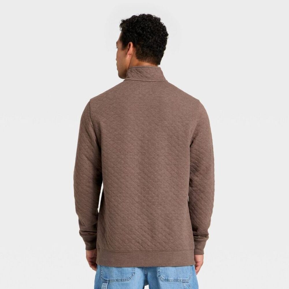 Men's Comfort Wear Quilted 1/4 Snap Pullover - Goodfellow & Co Brown L - Picture 2 of 4